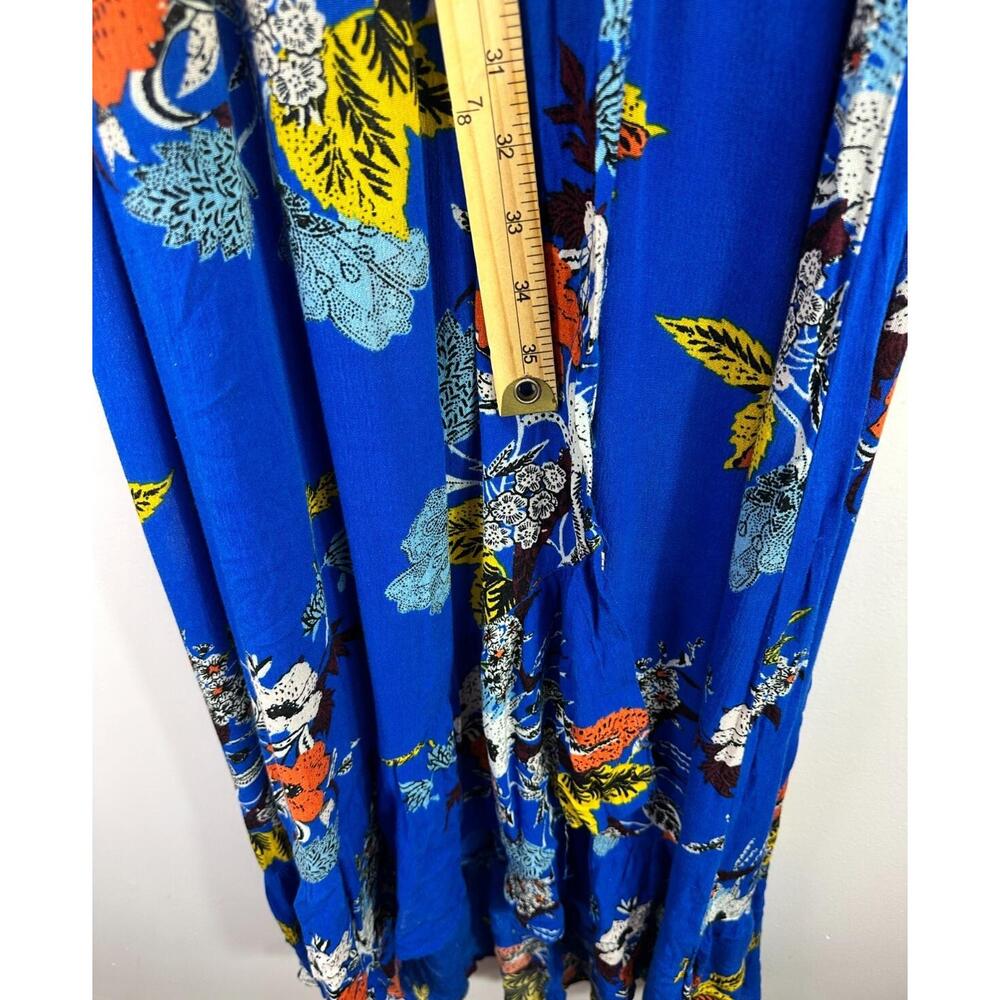 Band Of Gypsies Floral Maxi Dress Womens Medium Blue Faux Wrap Boho Whimsical - Picture 5 of 6